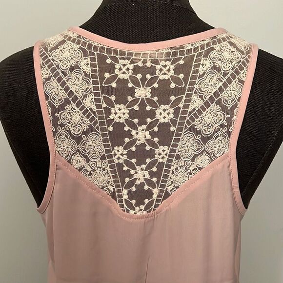 American Eagle Outfitters Pink Lace Front Sheer Tank - Picture 5 of 9